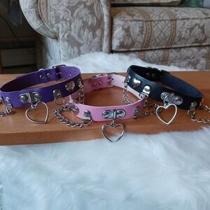 Silver Heart Shaped Choker Necklace, Choker, Choker Co…
